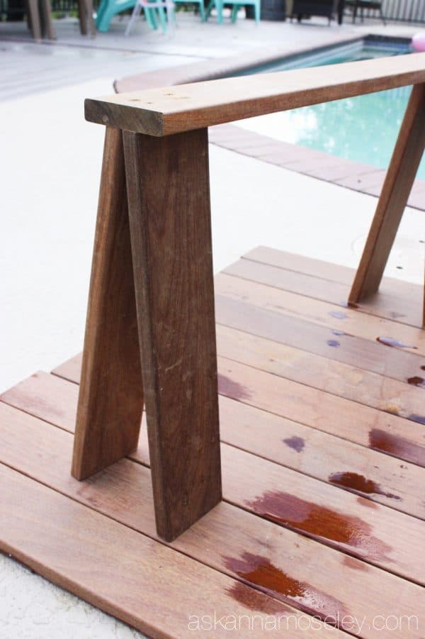 DIY sawhorse coffee table tutorial - Ask Anna