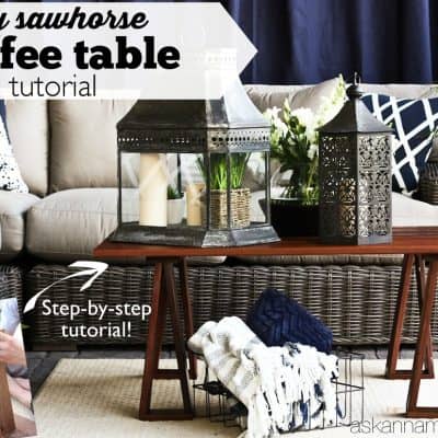 DIY sawhorse coffee table tutorial - Ask Anna