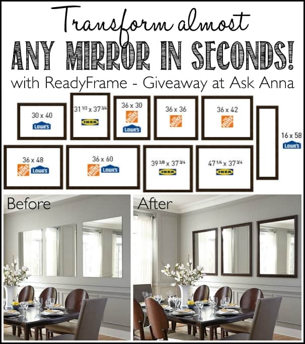 Transform almost any mirror in seconds with ReadyFrame - giveaway going on at Ask Anna