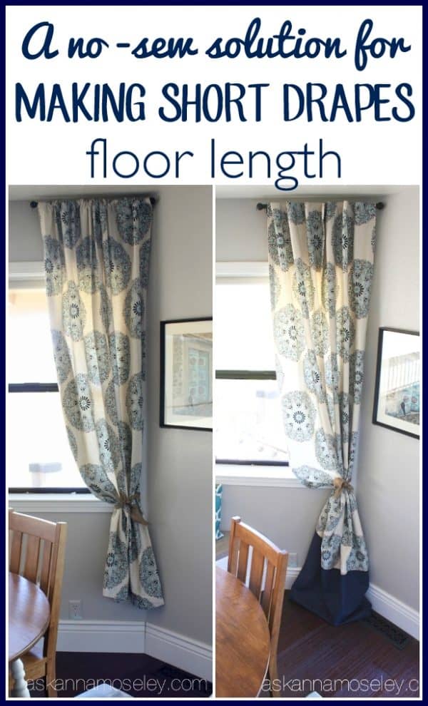 An inexpensive, no-sew solution to make short drapes floor length - Ask Anna