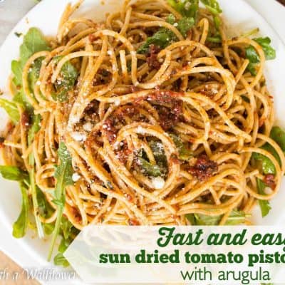 Sun-Dried Tomato Pistou Pasta with Arugula