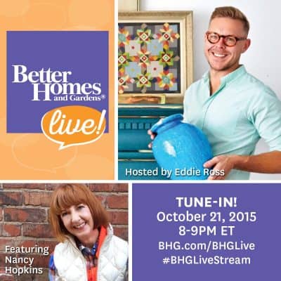 Tune in to BHG LIVE! Wednesday, October 21 from 8/7c