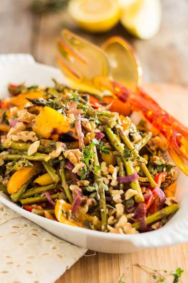 Oven roasted asparagus bell pepper salad, the perfect side dish for every Thanksgiving feast