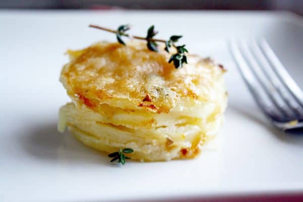 Parmesan stacked scallop potatoes, the perfect, easy side dish for every Thanksgiving dinner