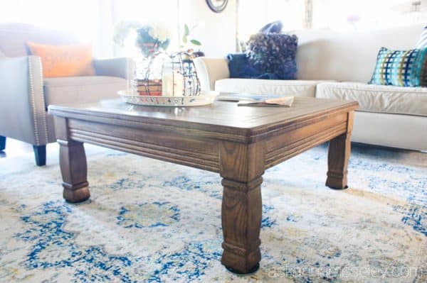 Updated coffee table, it went from 80's to current day with a little sanding and staining from Ask Anna