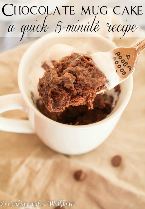 5-minute chocolate mug cake, a quick and easy dessert that's ready to enjoy in less than 5 minutes | Cooking with a Wallflower