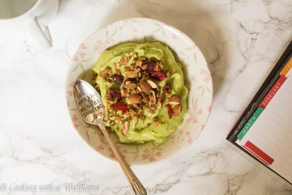 Avocado Smoothie Bowl with Almonds and Granola | Cooking with a Wallflower