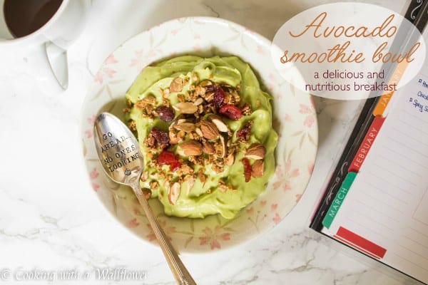 Avocado Smoothie Bowl with Almonds and Granola | Cooking with a Wallflower