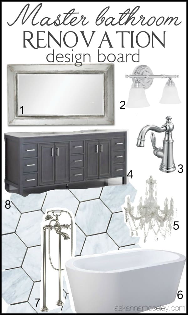 Master bathroom remodel design board | Ask Anna