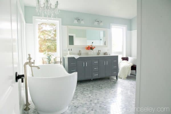 Luxurious, dream master bathroom, with marble floors, soaking tub and a huge shower with a view | Ask Anna