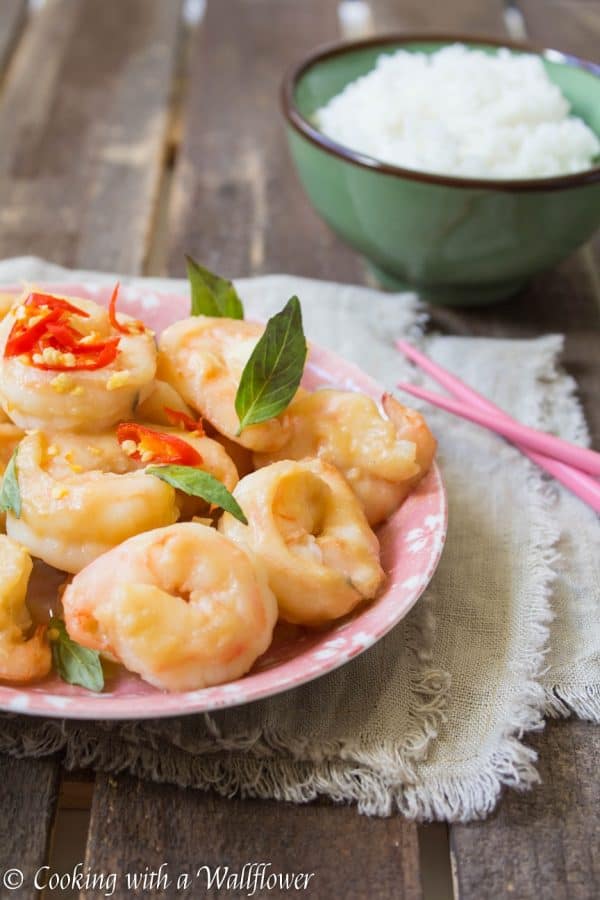 Jumbo shrimp tossed in a savory miso glaze. This miso glazed shrimp is delicious and perfect with rice for a quick and easy dinner | Cooking With a Wallflower