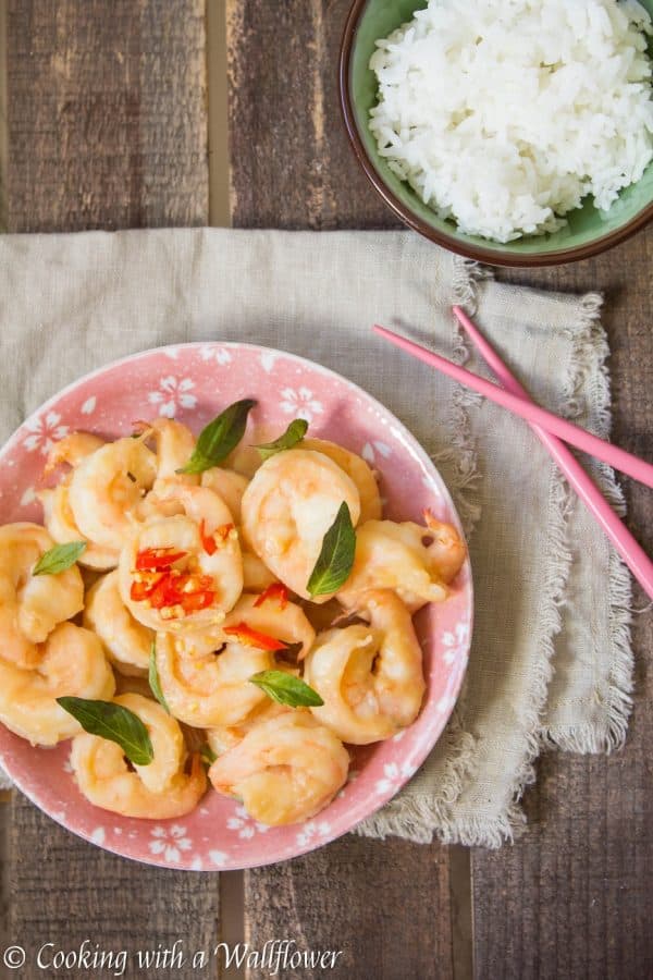 Jumbo shrimp tossed in a savory miso glaze. This miso glazed shrimp is delicious and perfect with rice for a quick and easy dinner | Cooking With a Wallflower