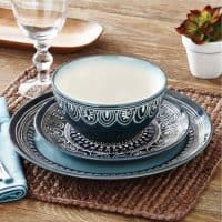 Teal medallion dinnerware set from BHG at Walmart