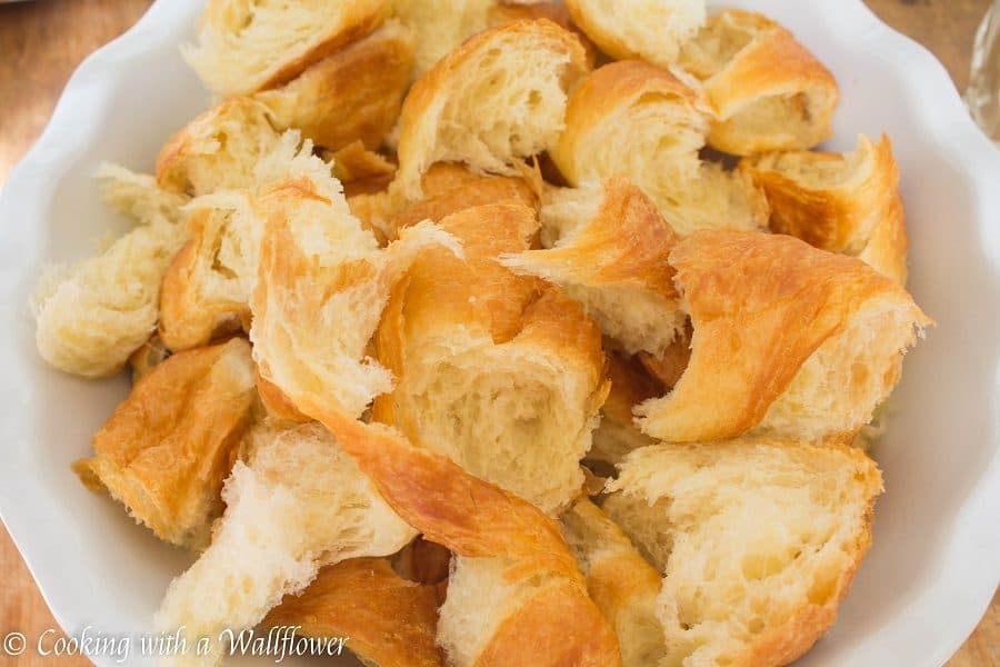 This pumpkin pie croissant French toast is so perfect for fall. It’s custardy in the center and crispy and buttery on top and tastes like pumpkin pie | Cooking with a Wallflower