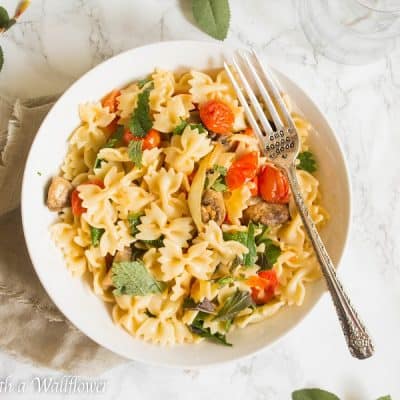 Roasted Mushroom Tomato Pasta with Fresh Herbs