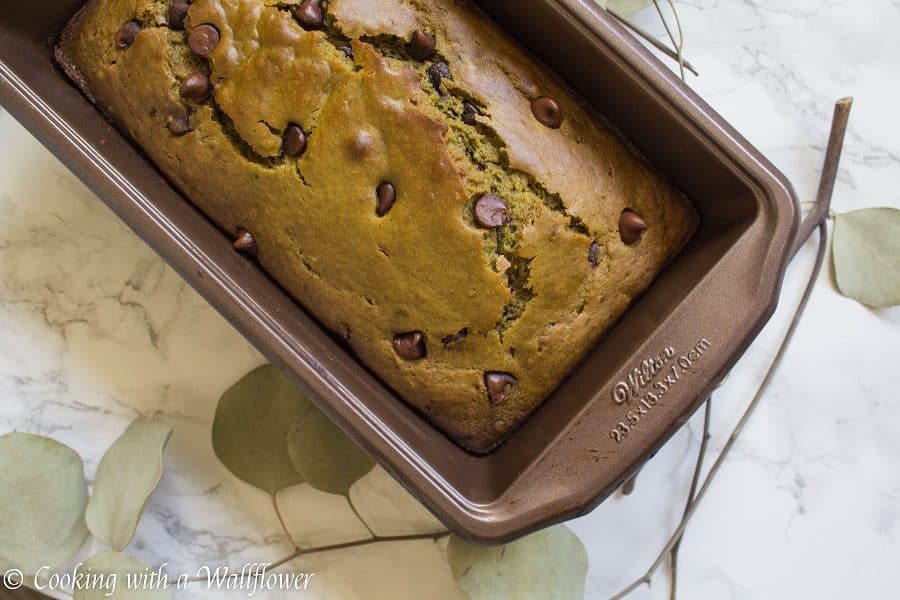 Matcha Green Tea Chocolate Chip Bread - Cooking with a Wallflower