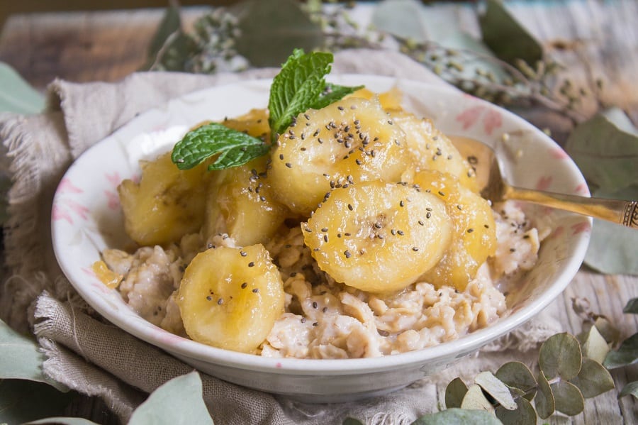 Caramelized Banana Almond Oatmeal