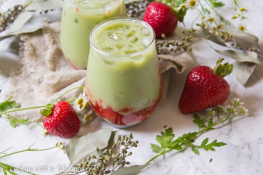 Iced Strawberry Matcha Latte 