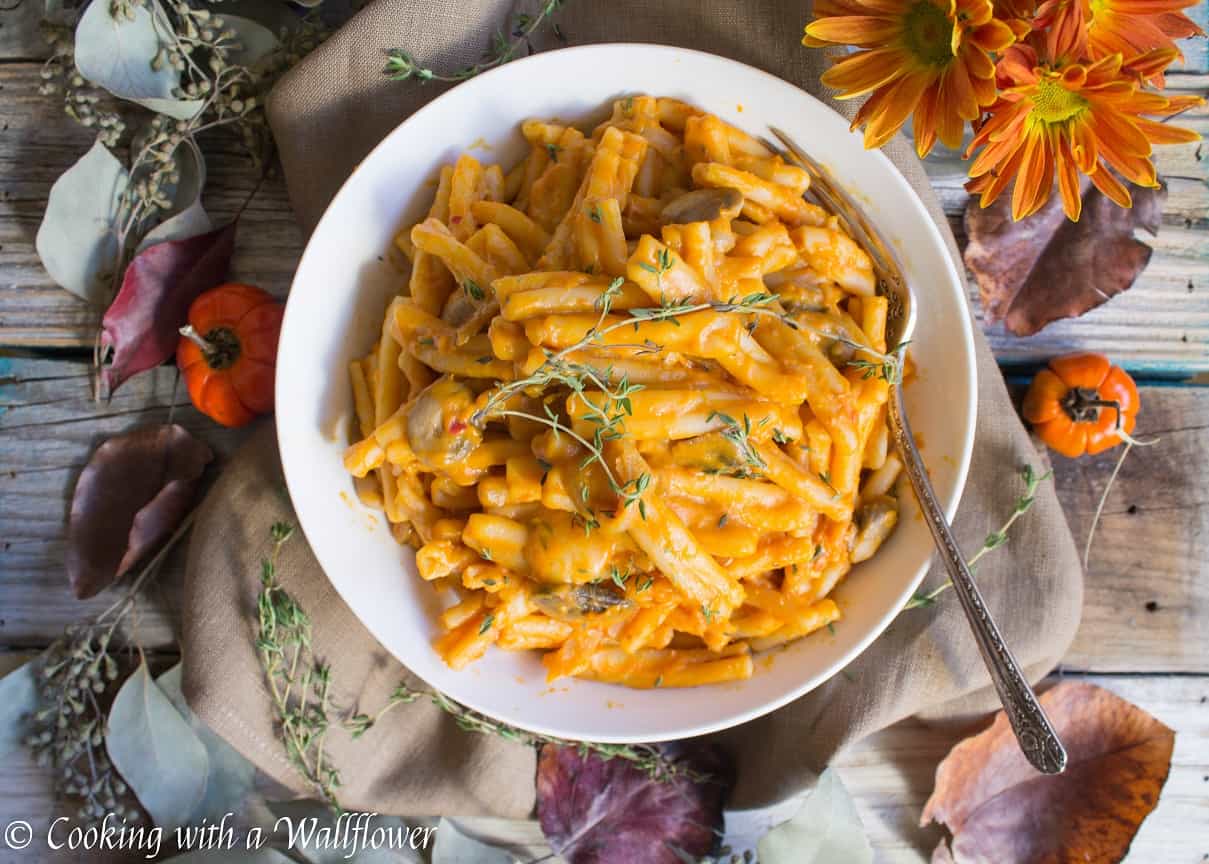 Creamy Pumpkin Pasta a la Vodka with Mushrooms