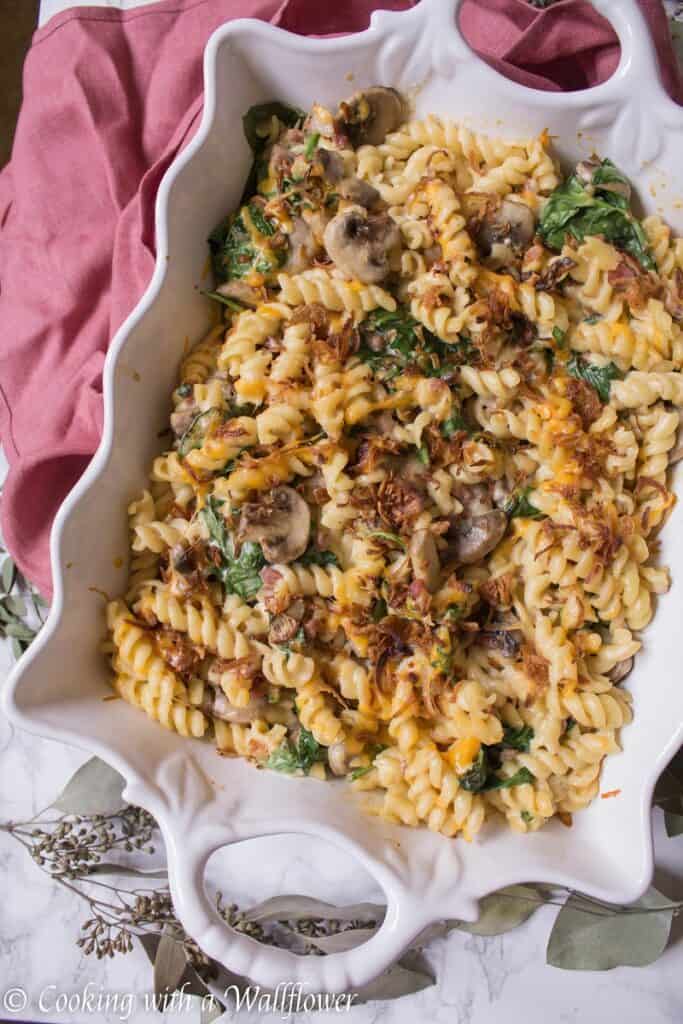 Spinach Mushroom Pancetta Mac and Cheese