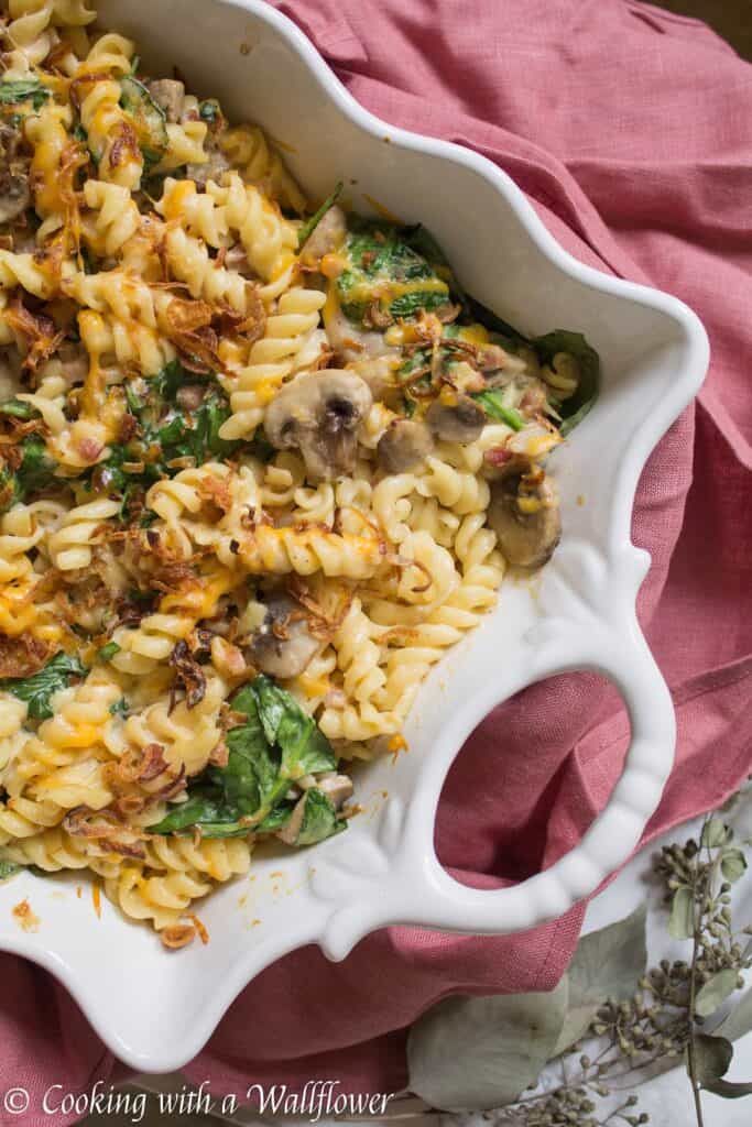 Spinach Mushroom Pancetta Mac and Cheese