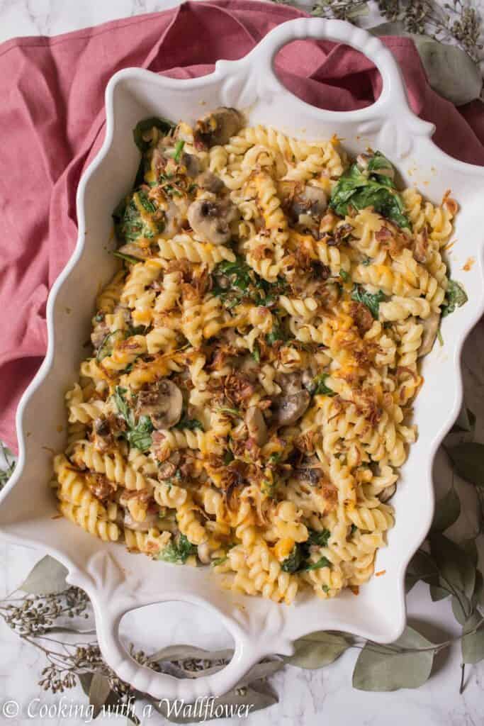 Spinach Mushroom Pancetta Mac and Cheese