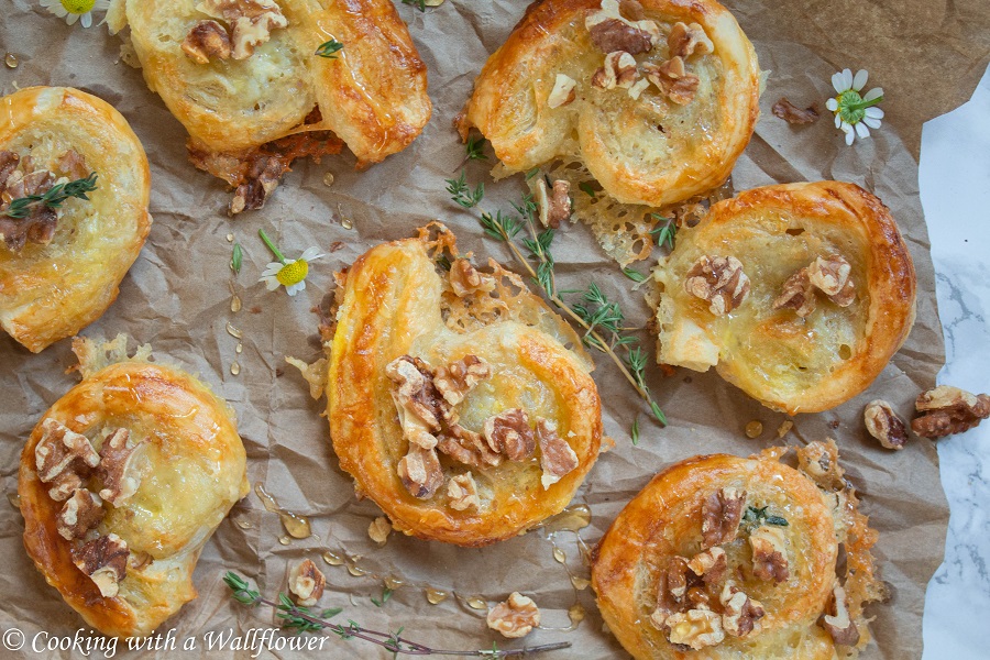 Baked Brie Puff Pastry Swirls with Honey and Toasted Walnuts