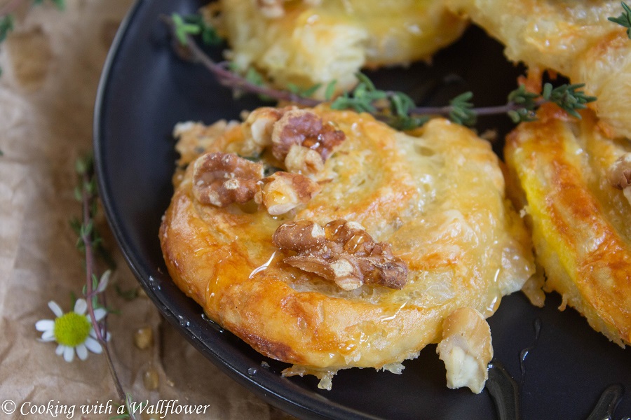 Baked Brie Puff Pastry Swirls with Honey and Toasted Walnuts