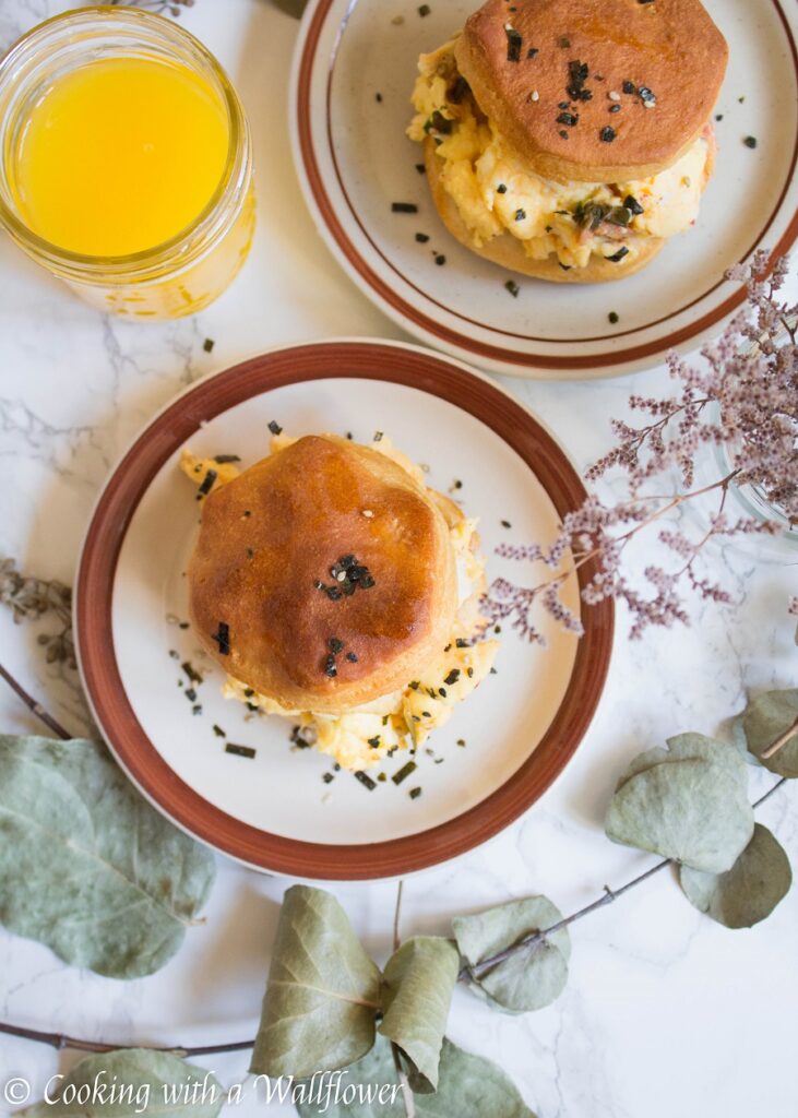 Kimchi Soft Scrambled Egg Biscuit Sandwiches