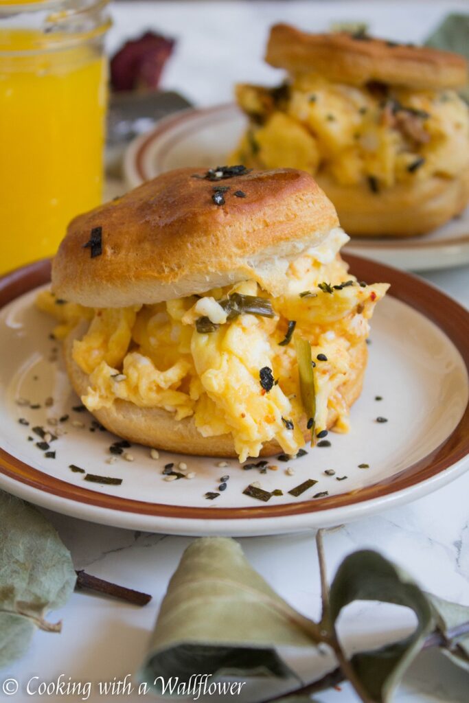 Kimchi Soft Scrambled Egg Biscuit Sandwiches