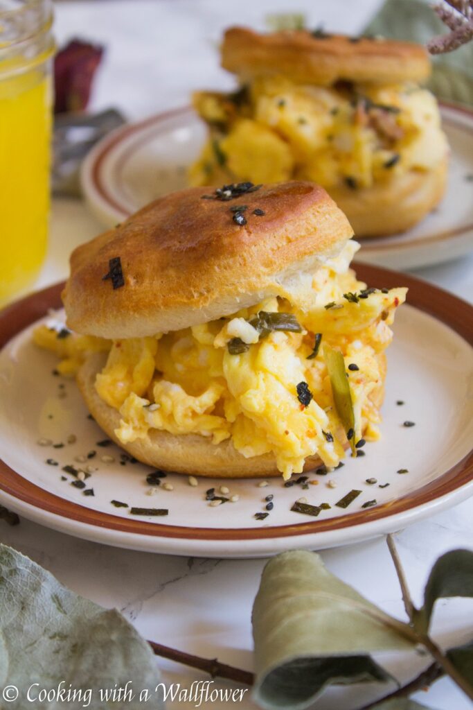 Kimchi Soft Scrambled Egg Biscuit Sandwiches