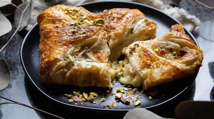 Salted Honey Pistachio Brie Puff Pastry