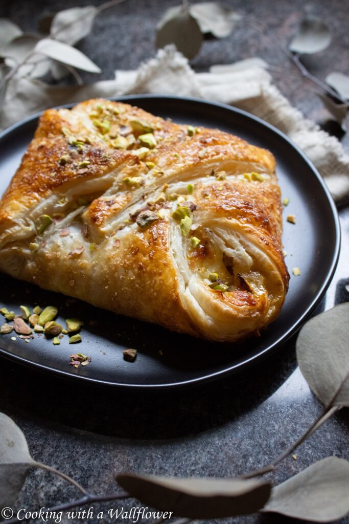 Salted Honey Pistachio Brie Puff Pastry