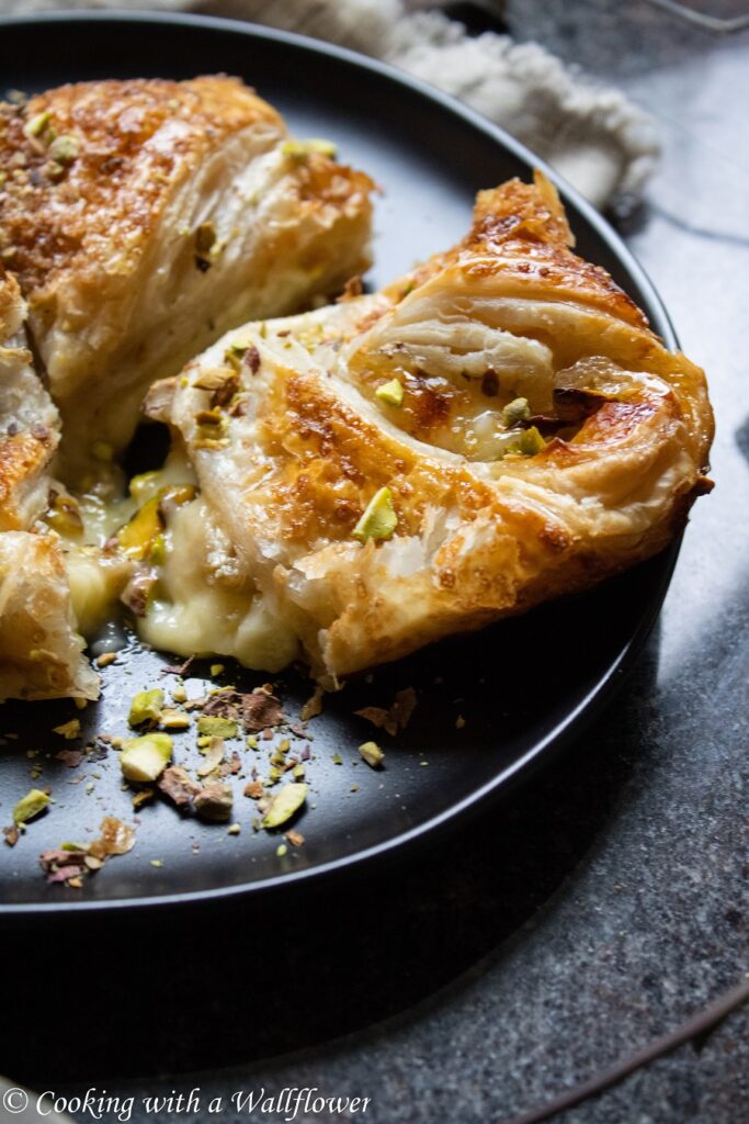 Salted Honey Pistachio Brie Puff Pastry