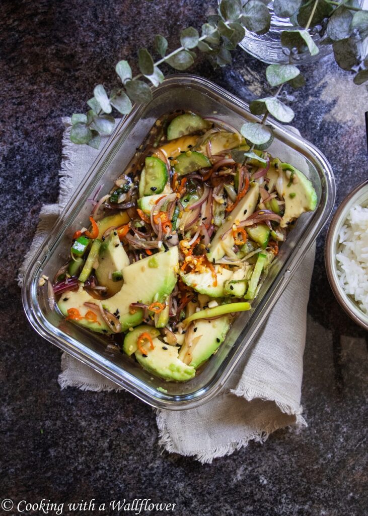 Honey Garlic Soy Avocado Cucumber Salad